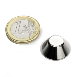 CN-20-10-08-N, Cone magnet Ø 20/10 mm, height 8 mm, neodymium, N38, nickel-plated