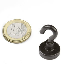 FTNB-16, Hook magnet black Ø 16,3 mm, powder-coated, thread M4