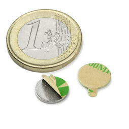 S-10-01-STIC, Disc magnet (self-adhesive) Ø 10 mm, height 1 mm, neodymium, N35, nickel-plated