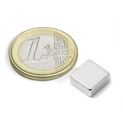 Q-10-10-04-N, Block magnet 10 x 10 x 4 mm, neodymium, N40, nickel-plated