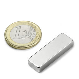 Q-30-10-05-N, Block magnet 30 x 10 x 5 mm, neodymium, N42, nickel-plated