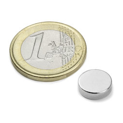 S-10-03-N52N, Disc magnet Ø 10 mm, height 3 mm, neodymium, N52, nickel-plated