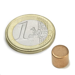 S-08-08-K, Disc magnet Ø 8 mm, height 8 mm, neodymium, N45, copper-plated