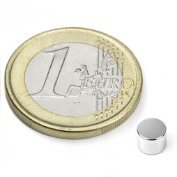 S-05-04-N, Disc magnet Ø 5 mm, height 4 mm, neodymium, N45, nickel-plated