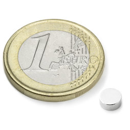 S-05-02-N40N, Disc magnet Ø 5 mm, height 2 mm, neodymium, N40, nickel-plated