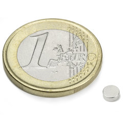 S-04-1.5-N, Disc magnet Ø 4 mm, height 1,5 mm, neodymium, N45, nickel-plated
