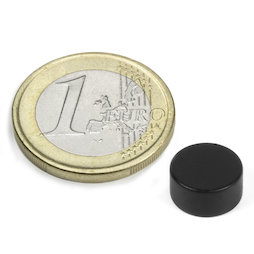 S-10-05-E/black, Colour Black, Disc magnet Ø 10 mm, height 5 mm, neodymium, N42, epoxy coating