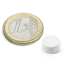 S-10-05-E/white, Colour White, Disc magnet Ø 10 mm, height 5 mm, neodymium, N42, epoxy coating
