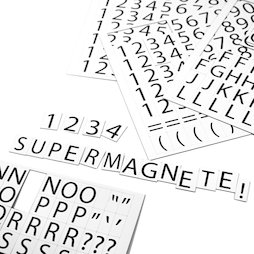 BA-015LN, Letters & numbers magnetic, for labelling metal shelves, 120 characters per A4 sheet, 2-piece set