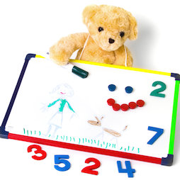 KMWB-2840, Children's whiteboard 28 x 40 cm, for drawing, playing, writing & learning, usable on both sides, magnetic