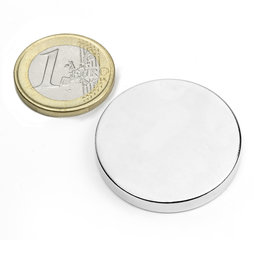 S-35-05-N, Disc magnet Ø 35 mm, height 5 mm, neodymium, N42, nickel-plated